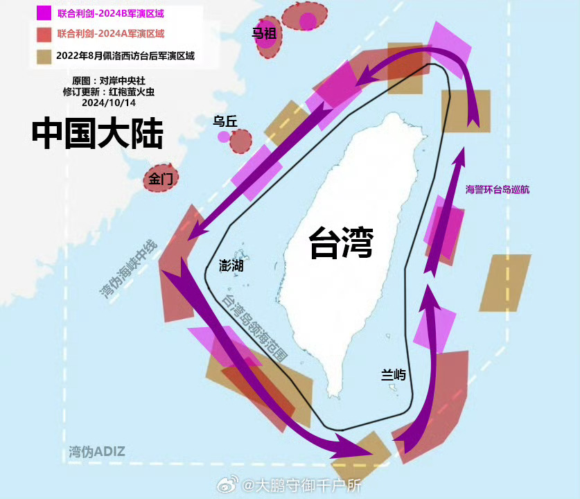 解放军三次台海行动示意图叠加，探寻自然美景与内心宁静之旅