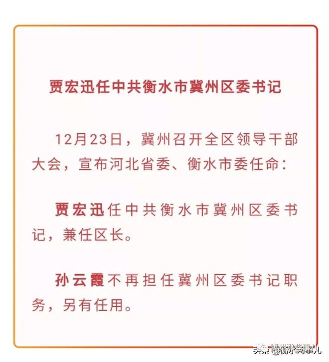 衡水最新人事任免动态发布